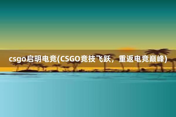 csgo启明电竞(CSGO竞技飞跃，重返电竞巅峰)