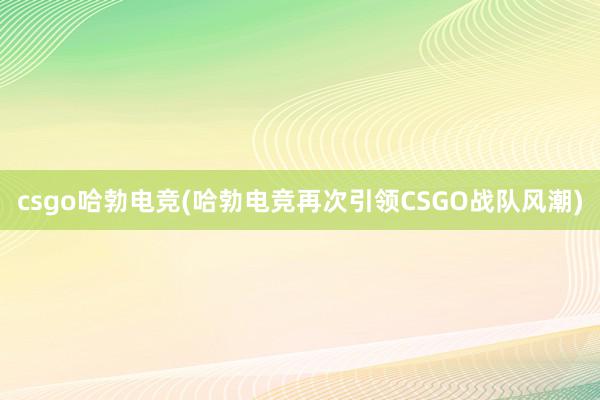 csgo哈勃电竞(哈勃电竞再次引领CSGO战队风潮)