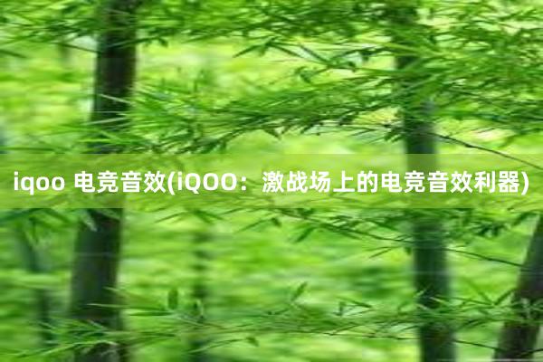 iqoo 电竞音效(iQOO：激战场上的电竞音效利器)