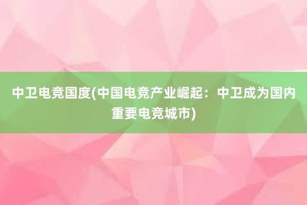 中卫电竞国度(中国电竞产业崛起：中卫成为国内重要电竞城市)