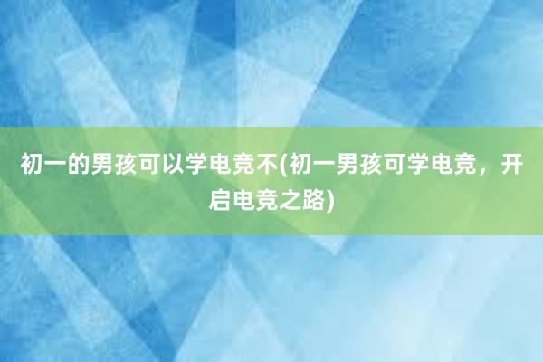 初一的男孩可以学电竞不(初一男孩可学电竞，开启电竞之路)