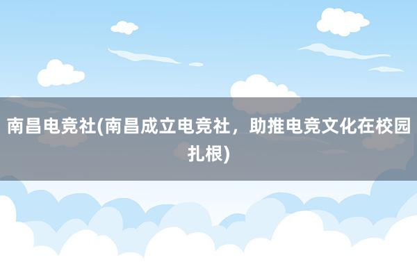 南昌电竞社(南昌成立电竞社，助推电竞文化在校园扎根)