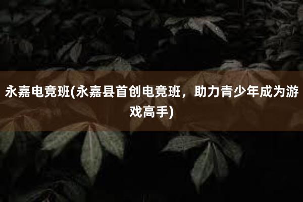 永嘉电竞班(永嘉县首创电竞班，助力青少年成为游戏高手)