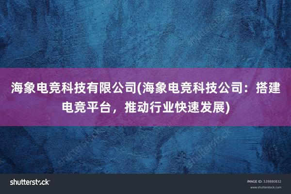 海象电竞科技有限公司(海象电竞科技公司：搭建电竞平台，推动行业快速发展)