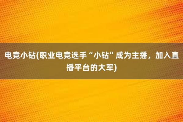 电竞小钻(职业电竞选手“小钻”成为主播，加入直播平台的大军)