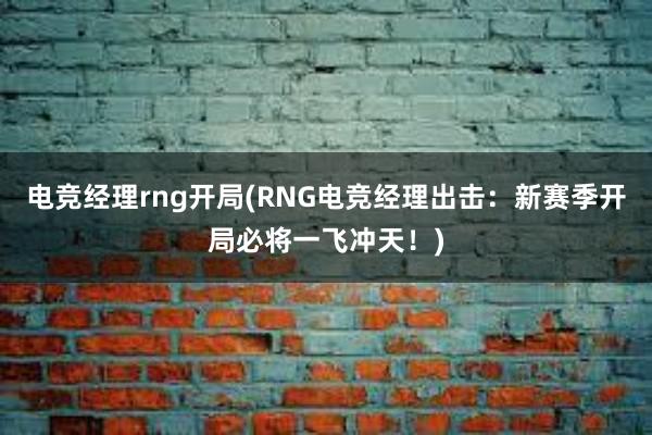 电竞经理rng开局(RNG电竞经理出击：新赛季开局必将一飞冲天！)