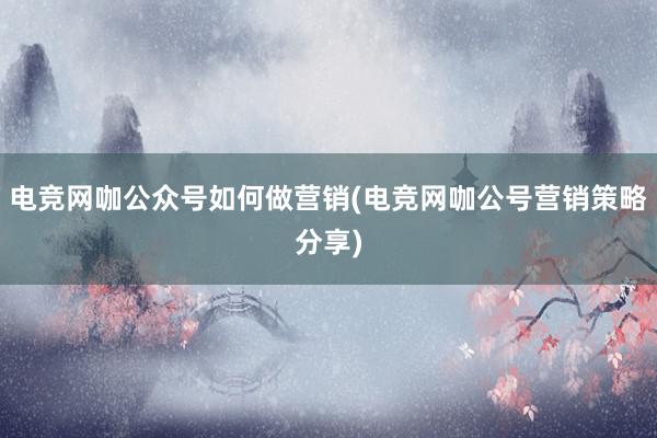 电竞网咖公众号如何做营销(电竞网咖公号营销策略分享)