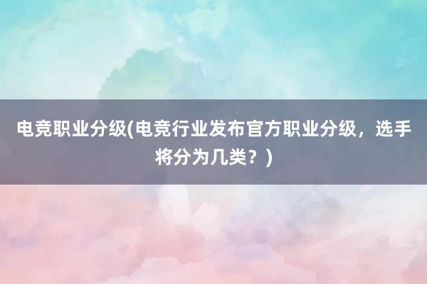 电竞职业分级(电竞行业发布官方职业分级，选手将分为几类？)