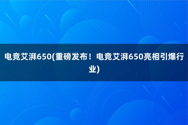 电竞艾湃650(重磅发布！电竞艾湃650亮相引爆行业)