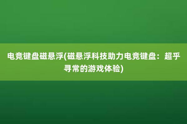 电竞键盘磁悬浮(磁悬浮科技助力电竞键盘：超乎寻常的游戏体验)