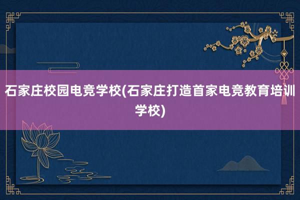 石家庄校园电竞学校(石家庄打造首家电竞教育培训学校)