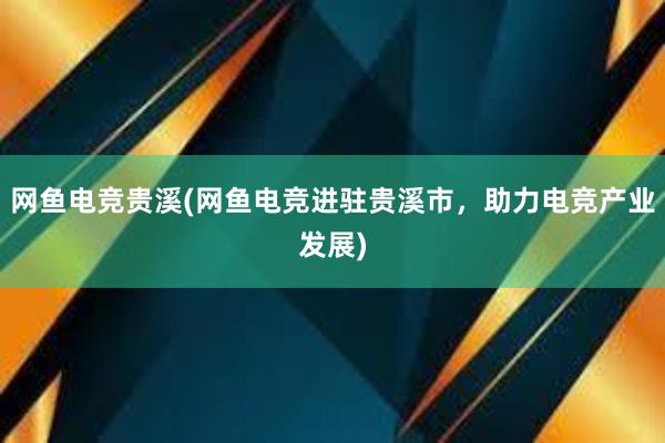 网鱼电竞贵溪(网鱼电竞进驻贵溪市，助力电竞产业发展)