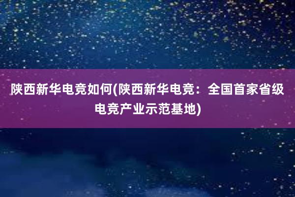 陕西新华电竞如何(陕西新华电竞：全国首家省级电竞产业示范基地)