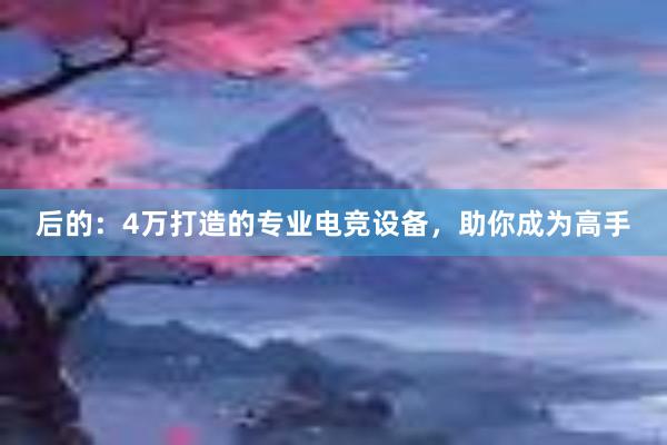 后的：4万打造的专业电竞设备，助你成为高手