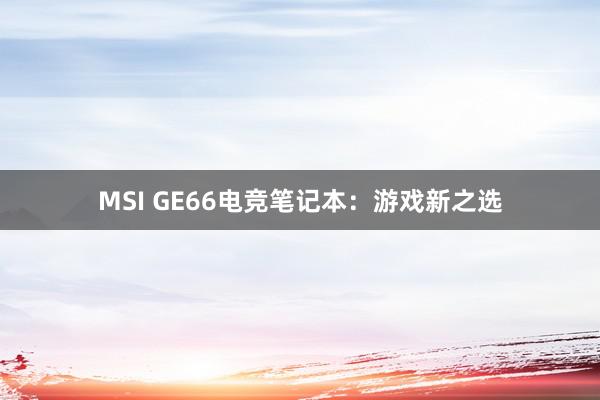 MSI GE66电竞笔记本：游戏新之选