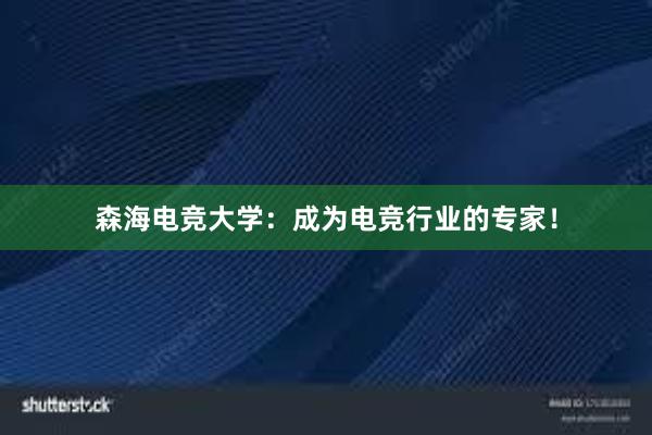 森海电竞大学：成为电竞行业的专家！