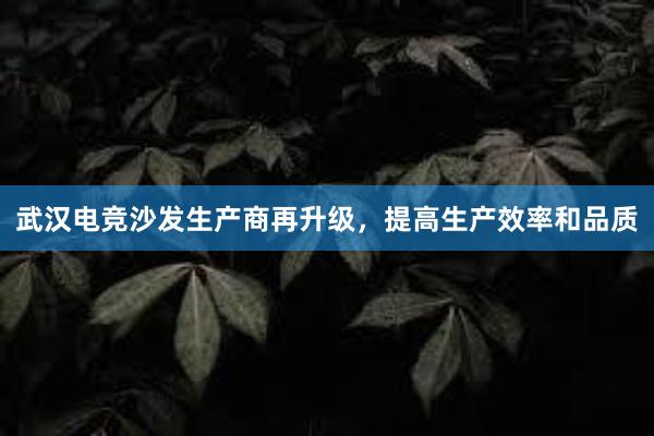 武汉电竞沙发生产商再升级，提高生产效率和品质