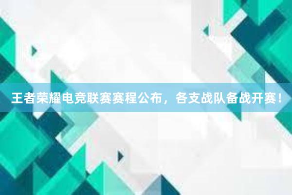 王者荣耀电竞联赛赛程公布，各支战队备战开赛！