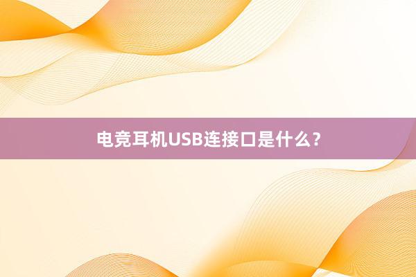 电竞耳机USB连接口是什么？