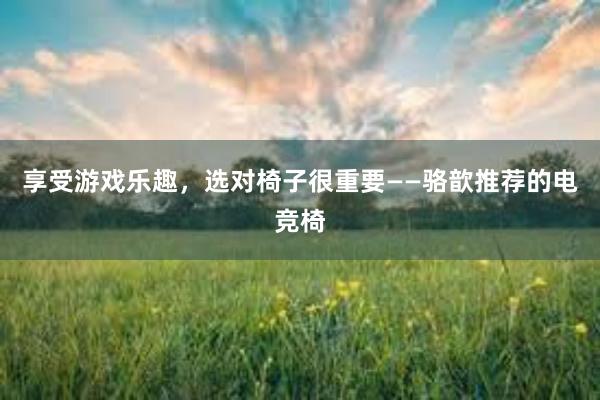 享受游戏乐趣，选对椅子很重要——骆歆推荐的电竞椅